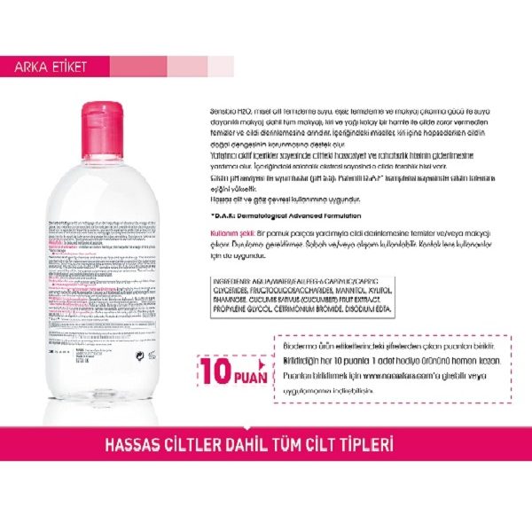 Bioderma Sensibio H2O Yüz ve Makyaj Temizleme Suyu 500 ML