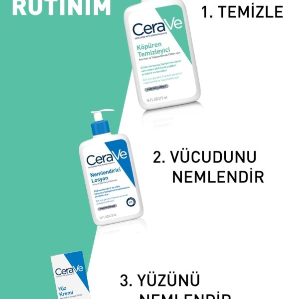 CeraVe Köpüren Temizleyici Normal & Yağlı Ciltler Seramid İçerikli Yüz Vücut 473ml