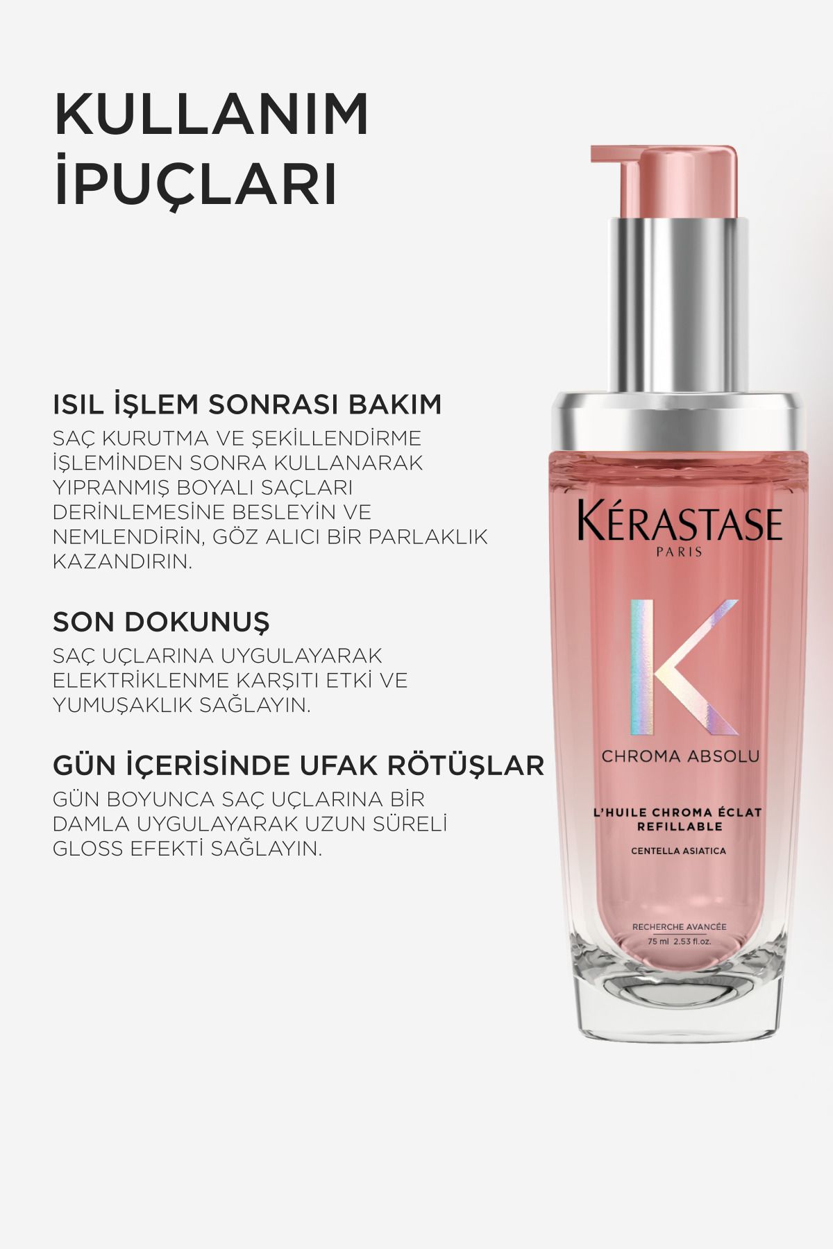 Kerastase Chroma Absolu L'huile Chroma Eclat Boyalı Saçlar Için Bakım Yağı 75 ml - Görsel 5