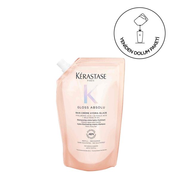Kerastase Gloss Absolu Bain Creme Elektriklenmeye Eğilimli Saçlar için Parlaklık Veren Refill Şampuan 500 ML