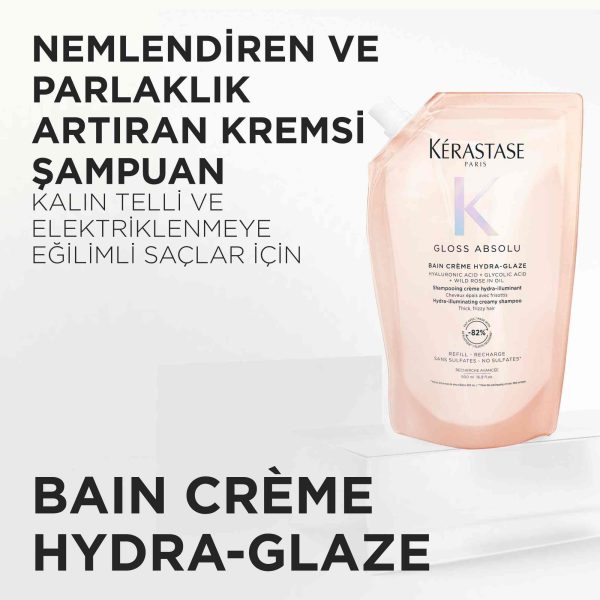 Kerastase Gloss Absolu Bain Creme Elektriklenmeye Eğilimli Saçlar için Parlaklık Veren Refill Şampuan 500 ML