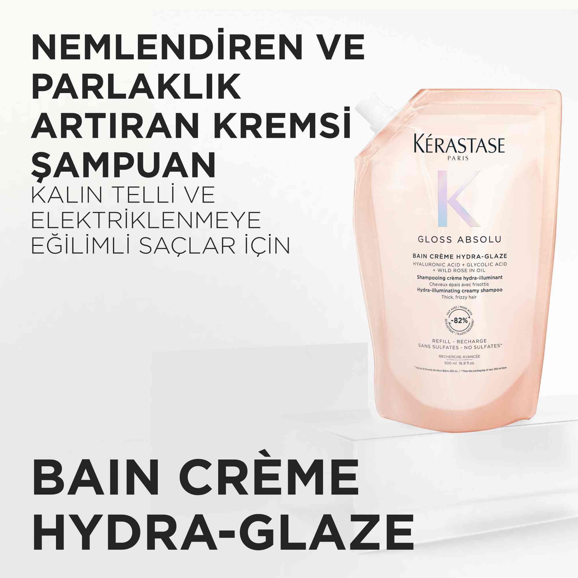 Kerastase Gloss Absolu Bain Creme Elektriklenmeye Eğilimli Saçlar için Parlaklık Veren Refill Şampuan 500 ML - Görsel 2